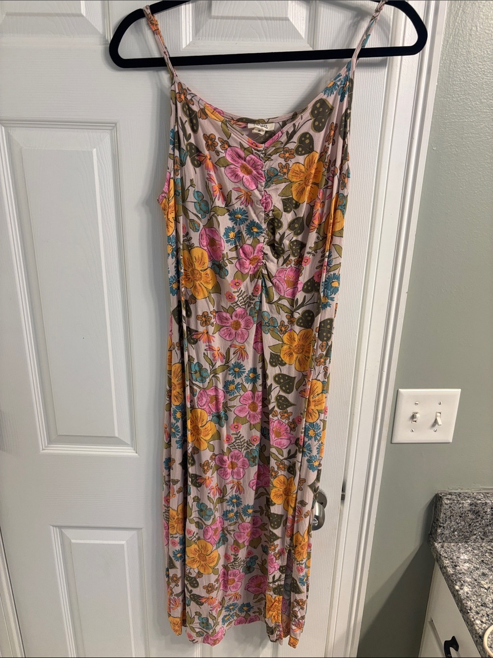 a.n.a Floral Spaghetti Strap Maxi Dress in Pink, Yellow & Teal